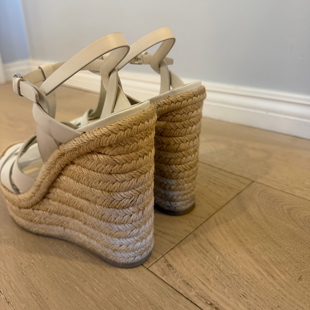 Saint Laurent Tribute Espadrille Wedge in Porcellana (White/Cream) - Picture 6 of 9